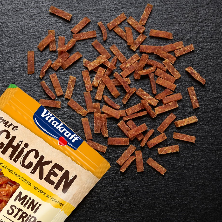 Packshot Vitakraft Produkt Pure Chicken Mini Strips für Hunde 