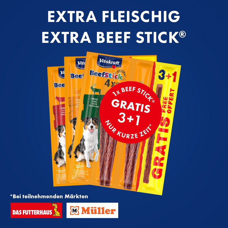 Packshots Beef Stick - Extra fleischig, extra Beef Stick Aktion 3+1