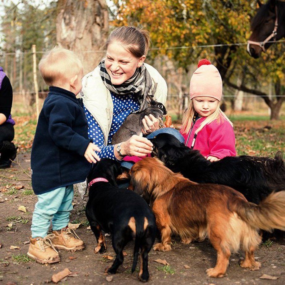 Hunde und Kinder im Park