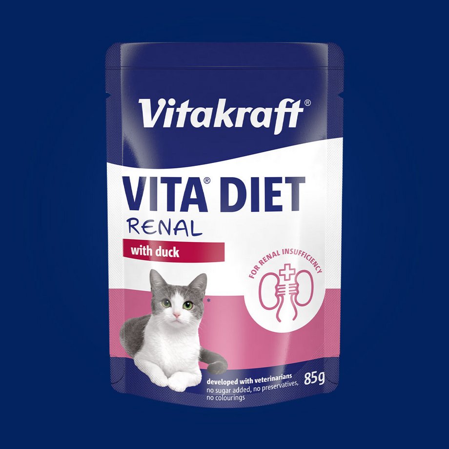 Packshot Vita Diet Renal auf blauem Hintergrund