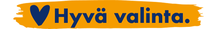 Syd&auml;nsymboli ja teksti Hyv&auml; valinta
