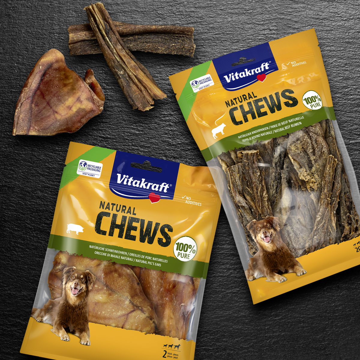 Natural Chews - Oreilles de porc et tripes de bœuf