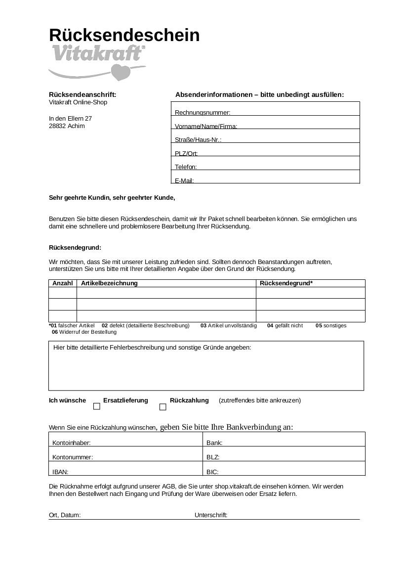 Vorschaubild Rücksendeschein